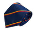 navy dark blue tie with a red and yellow stripe design
